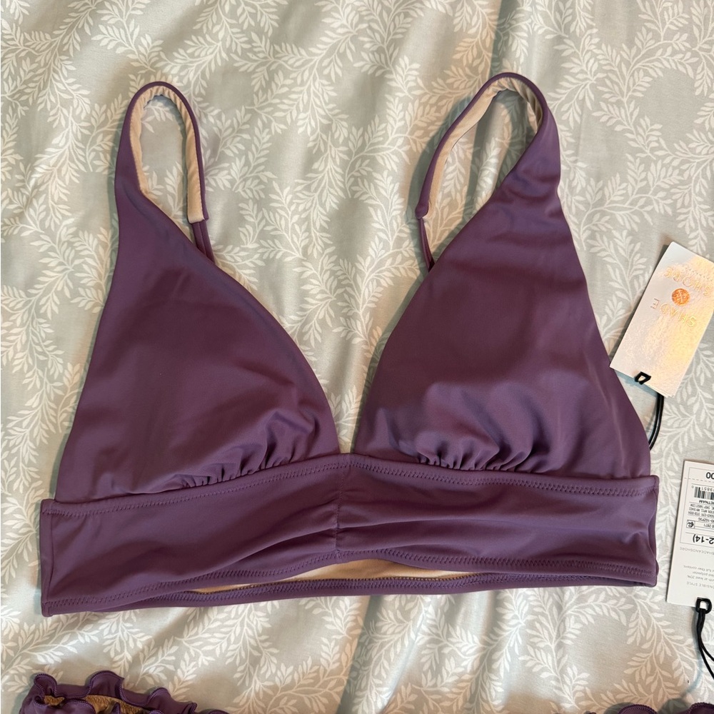 Shade & Shore Purple Ruffle Triangle Bikini Set - Picture 2 of 8